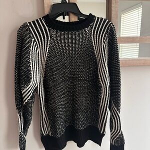Lush Black and White Striped Women's Sweater